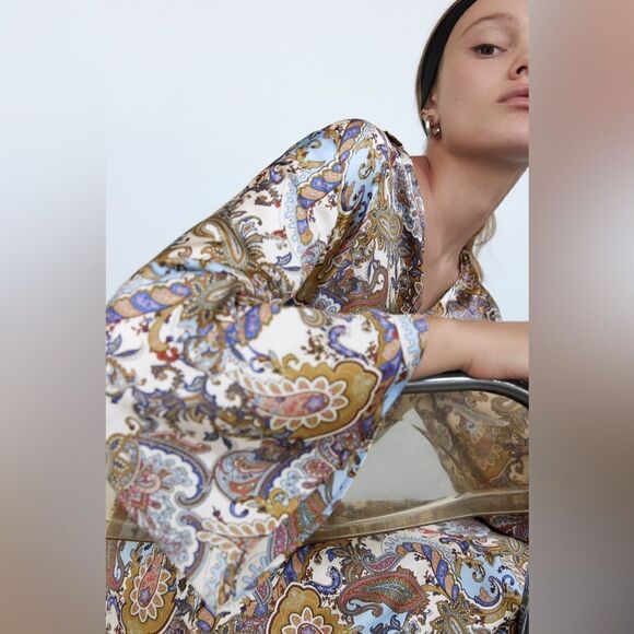 ZARA Printed Shirt Dress New Large - Picture 3 of 5